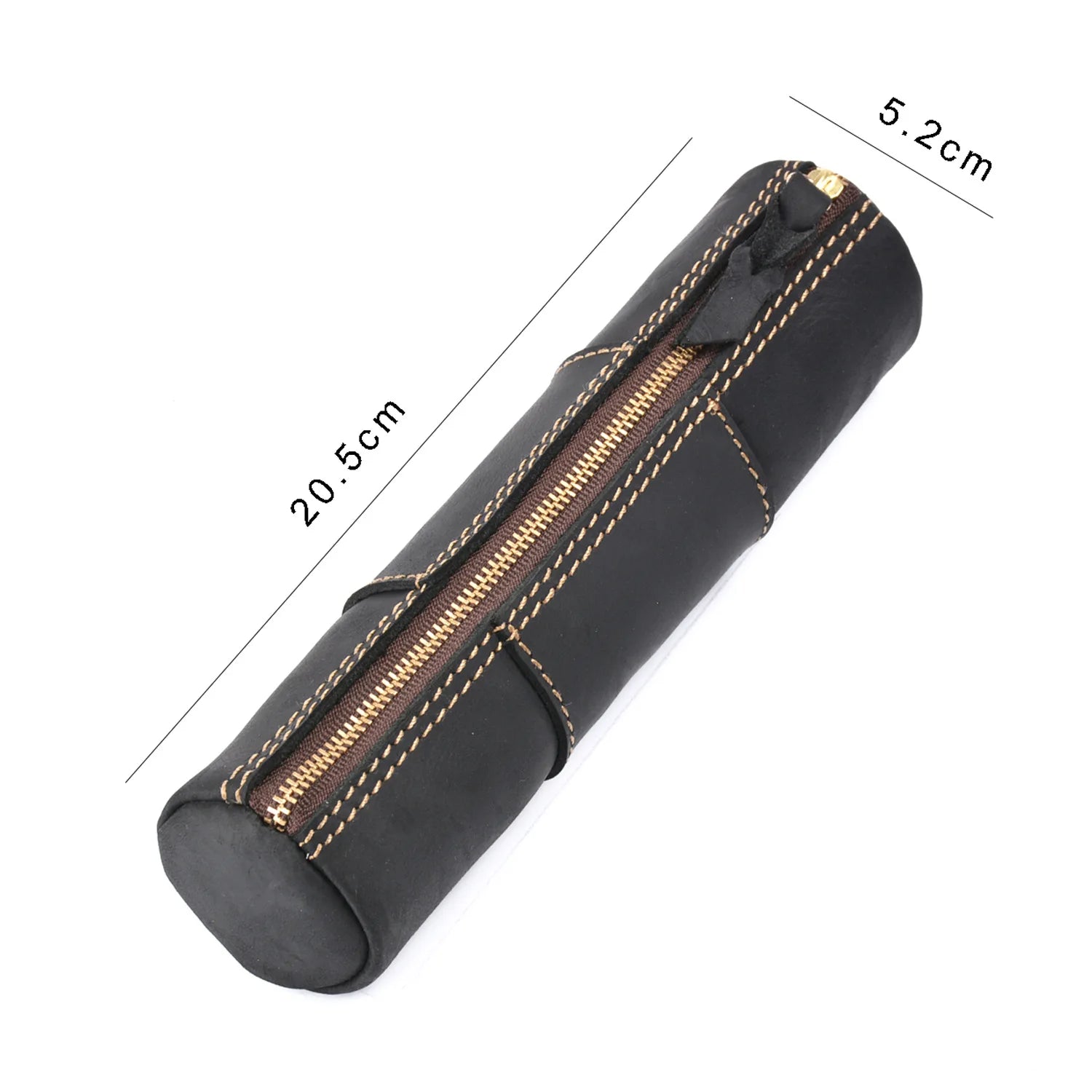 Vintage Handmade Leather Pencil Case – Zipper Organizer Pouch for Pens, Coins & Stationery
