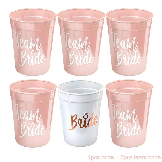 Team Bride & Bride Plastic Cups – Bachelorette Party & Bridal Shower Drinkware Set