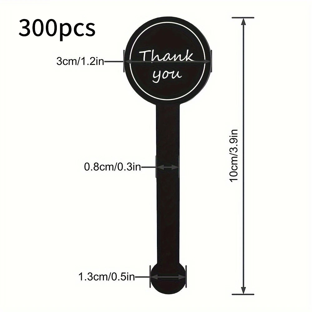 100/200pcs Black “Thank You” Long Sealing Stickers – Baking Box, Bottle & Gift Packaging Labels