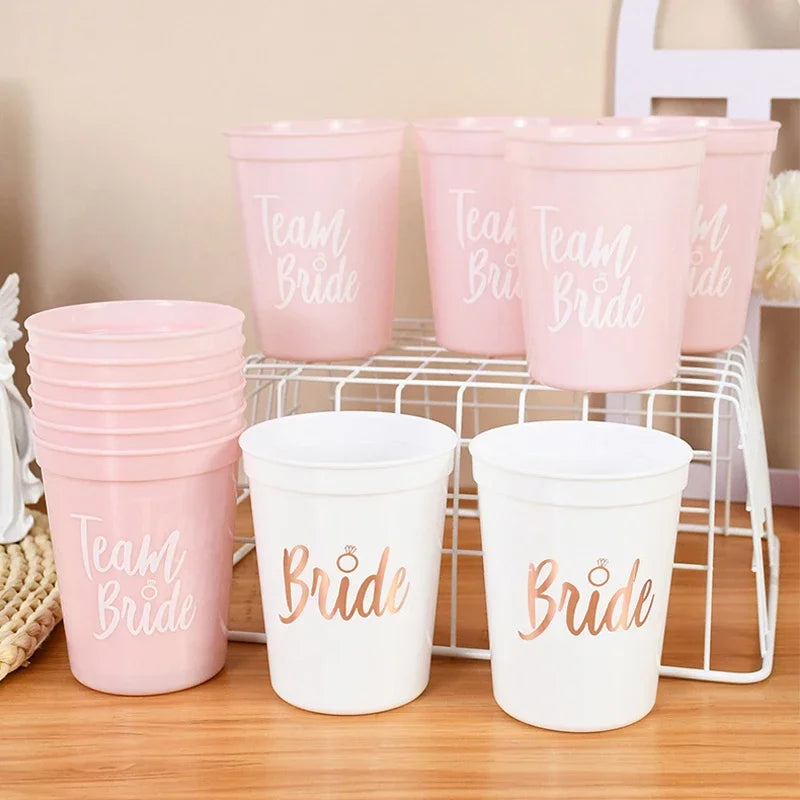 Team Bride & Bride Plastic Cups – Bachelorette Party & Bridal Shower Drinkware Set