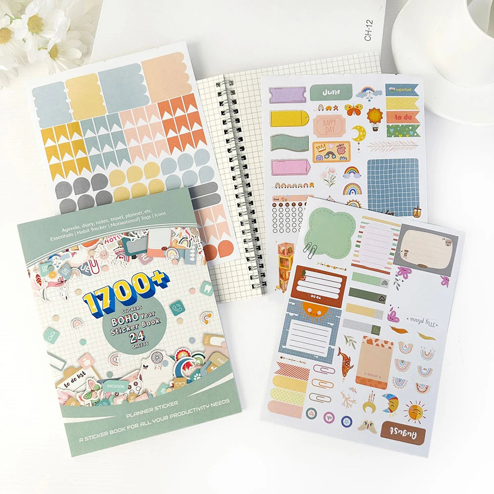 24-Sheet Planner Sticker Book – 1700+ Stickers for Daily, Weekly & Monthly Journaling