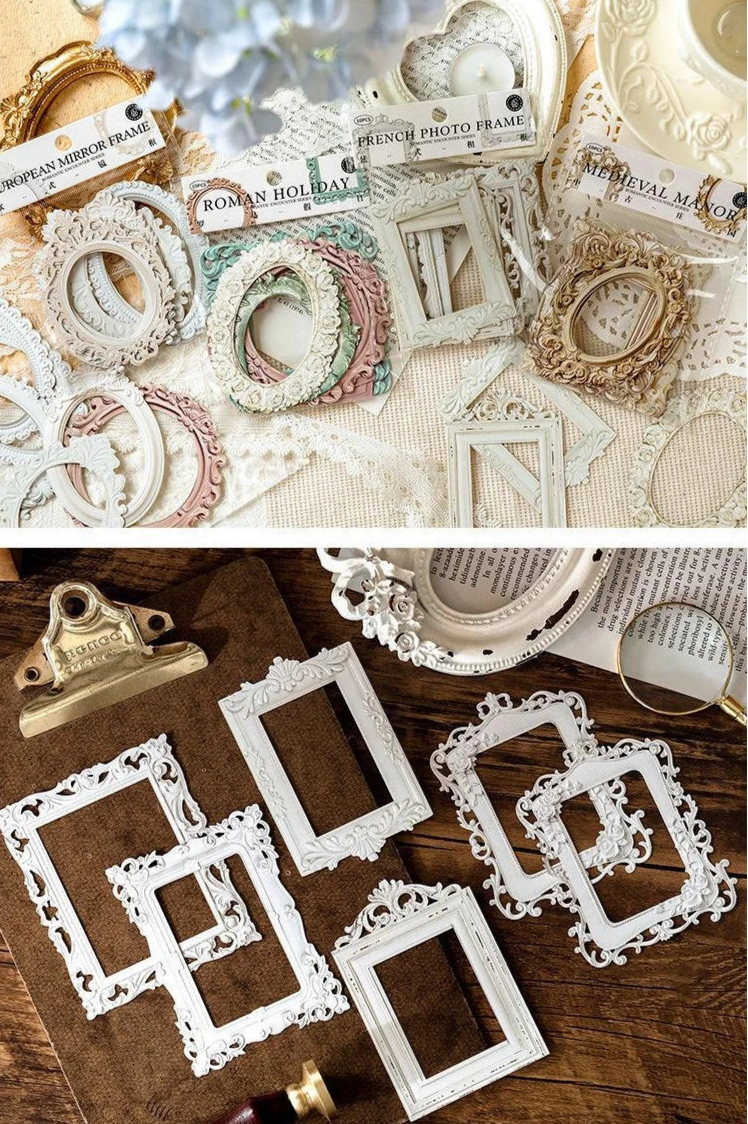 European Vintage Frame Cardstock Set – Retro DIY Paper Craft Collection