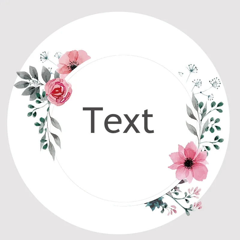 Custom Floral Frame Design Stickers – Personalized Round Labels for Weddings, Gifts & Packaging (100pcs)