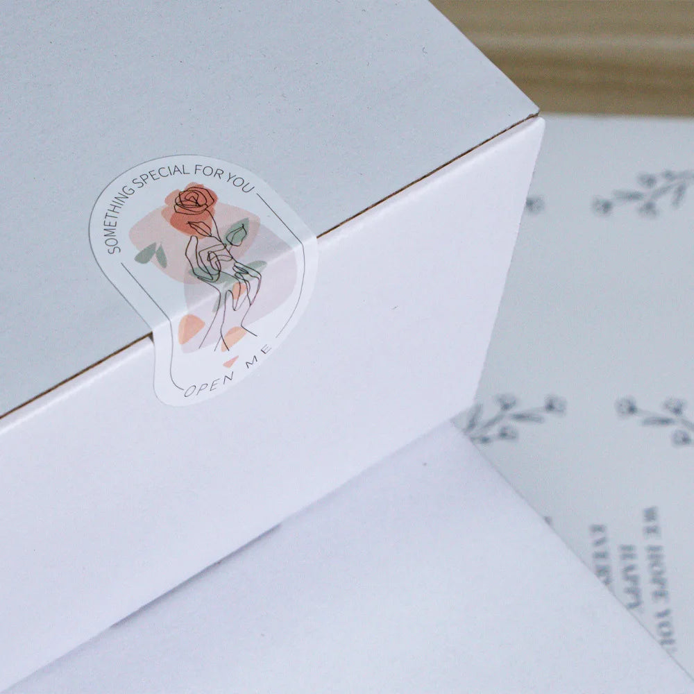 Botanical “Happy To See You” Stickers – Elegant Small Business & Gift Box Seals (100pcs)
