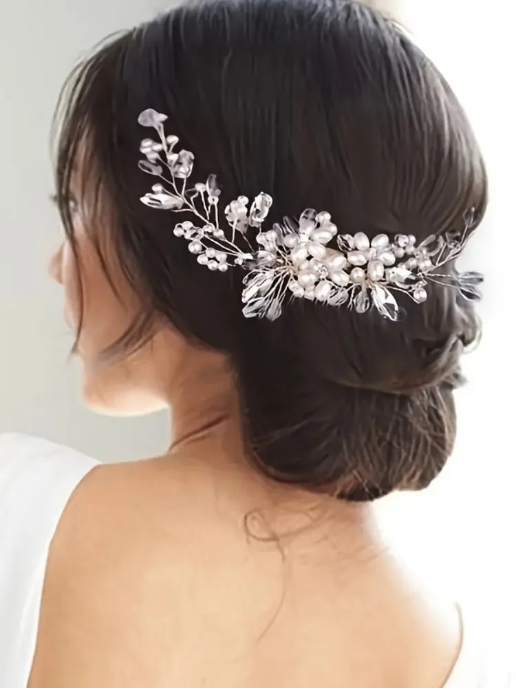 Elegant Crystal Rhinestone & Pearl Bridal Hair Comb – Wedding Headpiece Tiara for Brides & Bridesmaids