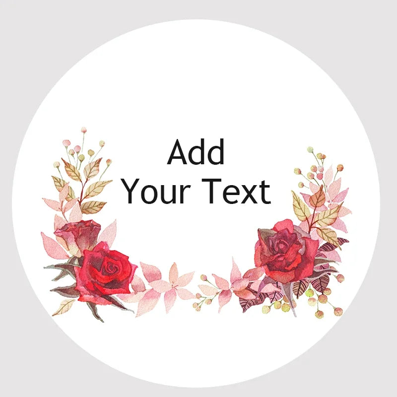 Custom Floral Frame Design Stickers – Personalized Round Labels for Weddings, Gifts & Packaging (100pcs)