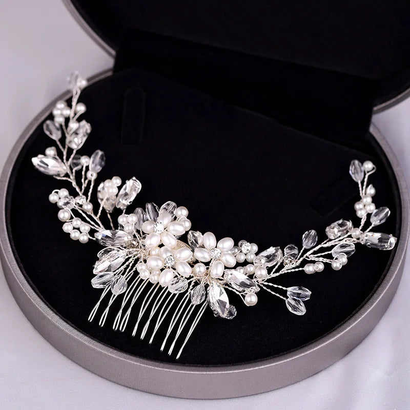 Elegant Crystal Rhinestone & Pearl Bridal Hair Comb – Wedding Headpiece Tiara for Brides & Bridesmaids